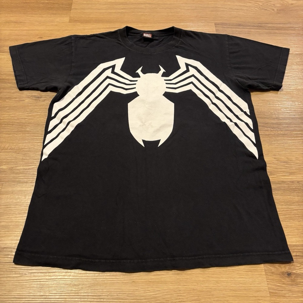 Mad Engine Venom Symbiote Spider-Man T-Shirt Mens L Black Marvel Graphic Tee Y2K